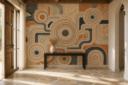 Abstract Dot Pattern Wallpaper Terracotta Circles Wall Mural