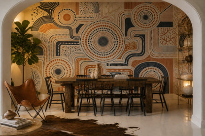 Abstract Dot Pattern Wallpaper Terracotta Circles Wall Mural
