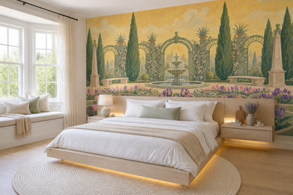 Garden Fountain Wallpaper Tuscan Arches Wall Mural