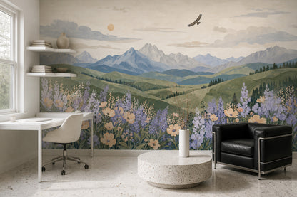 Mountain Landscape Wallpaper Wildflower Meadow Wall Mural