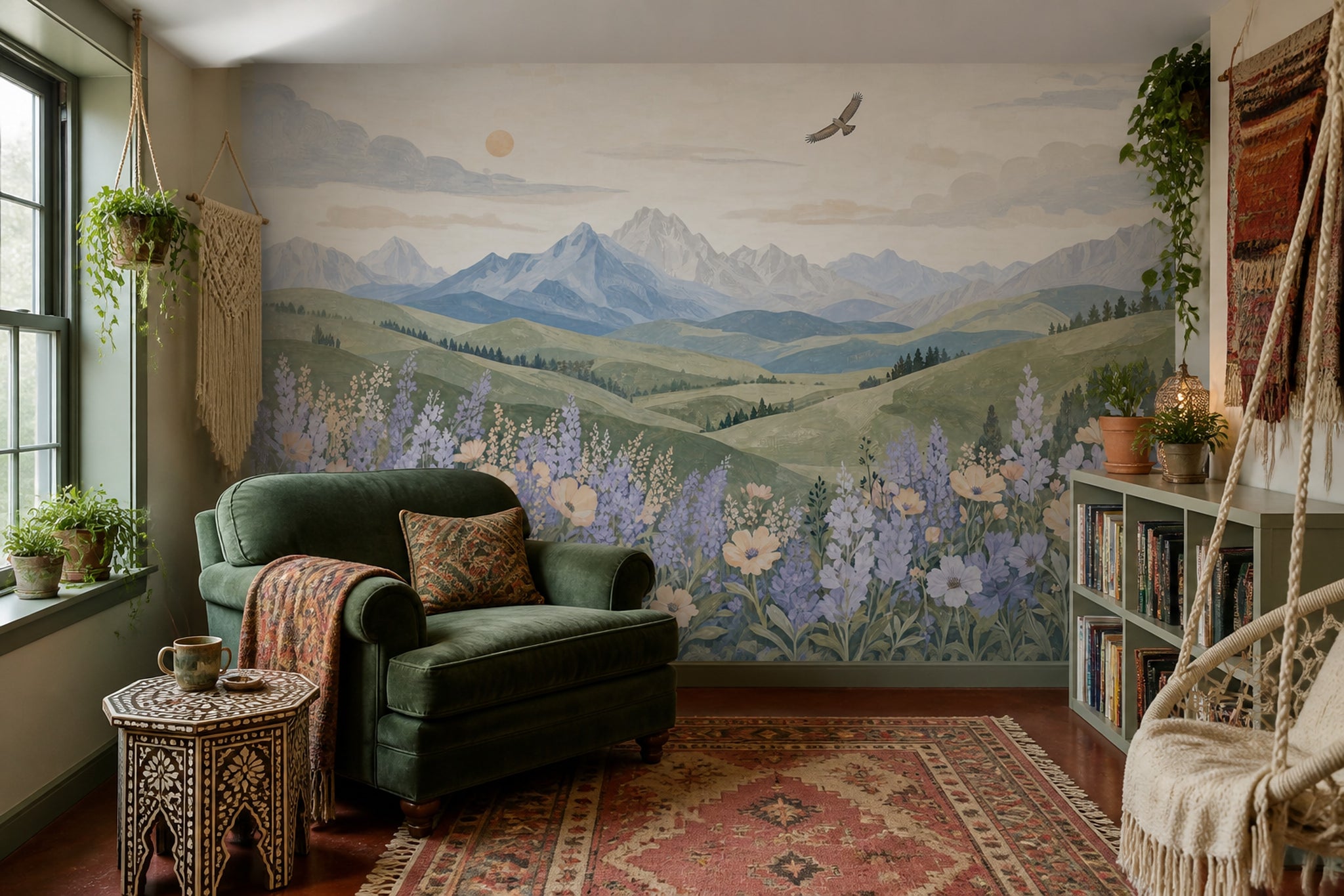 Mountain Landscape Wallpaper Wildflower Meadow Wall Mural