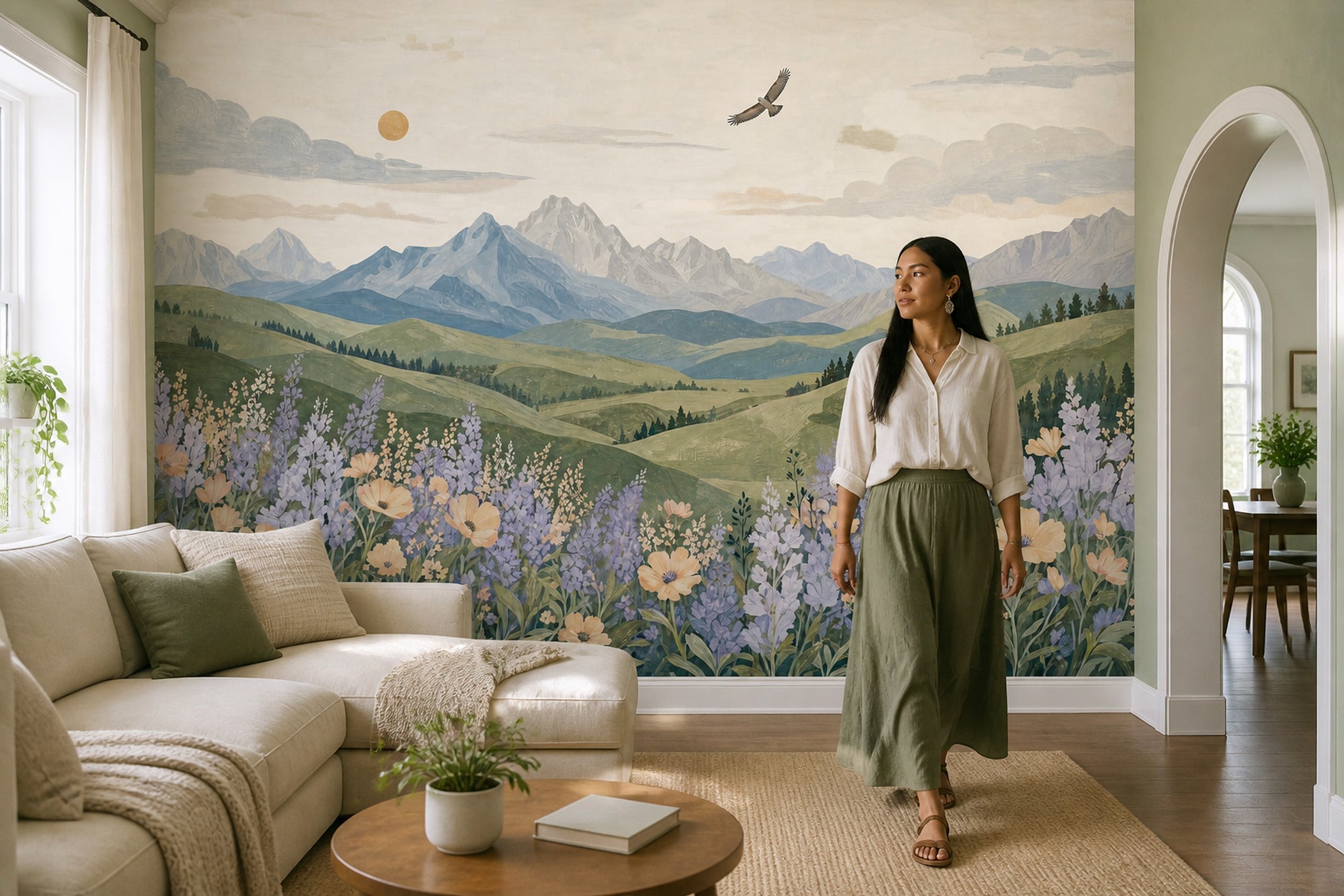 Mountain Landscape Wallpaper Wildflower Meadow Wall Mural