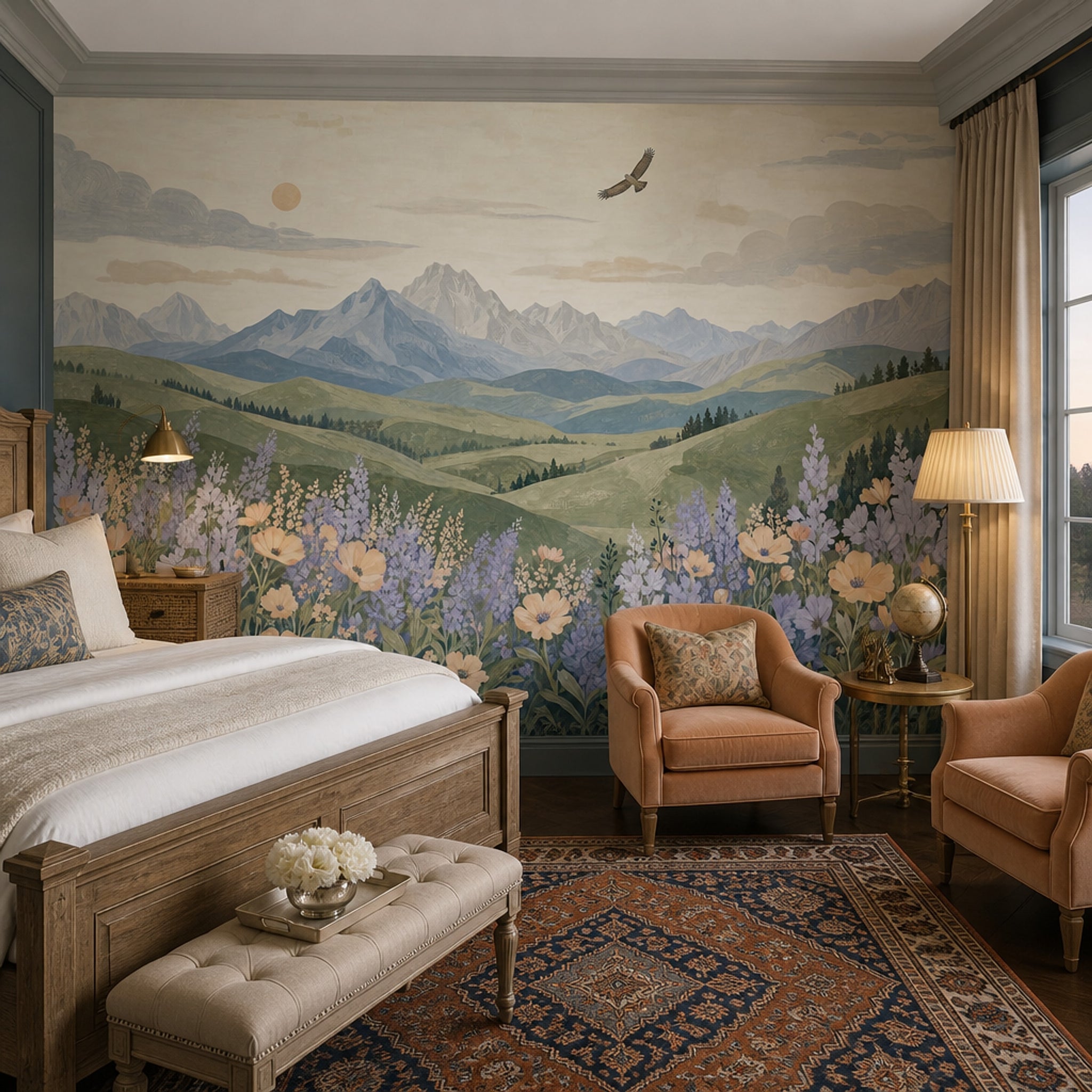 Mountain Landscape Wallpaper Wildflower Meadow Wall Mural