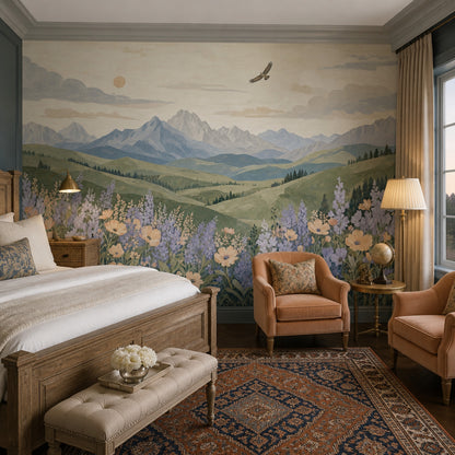 Mountain Landscape Wallpaper Wildflower Meadow Wall Mural