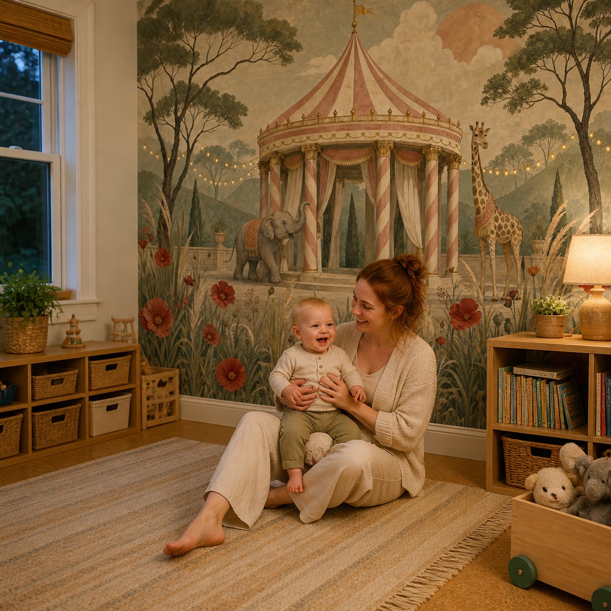 Vintage Circus Pavilion Wallpaper Safari Animals Wall Mural