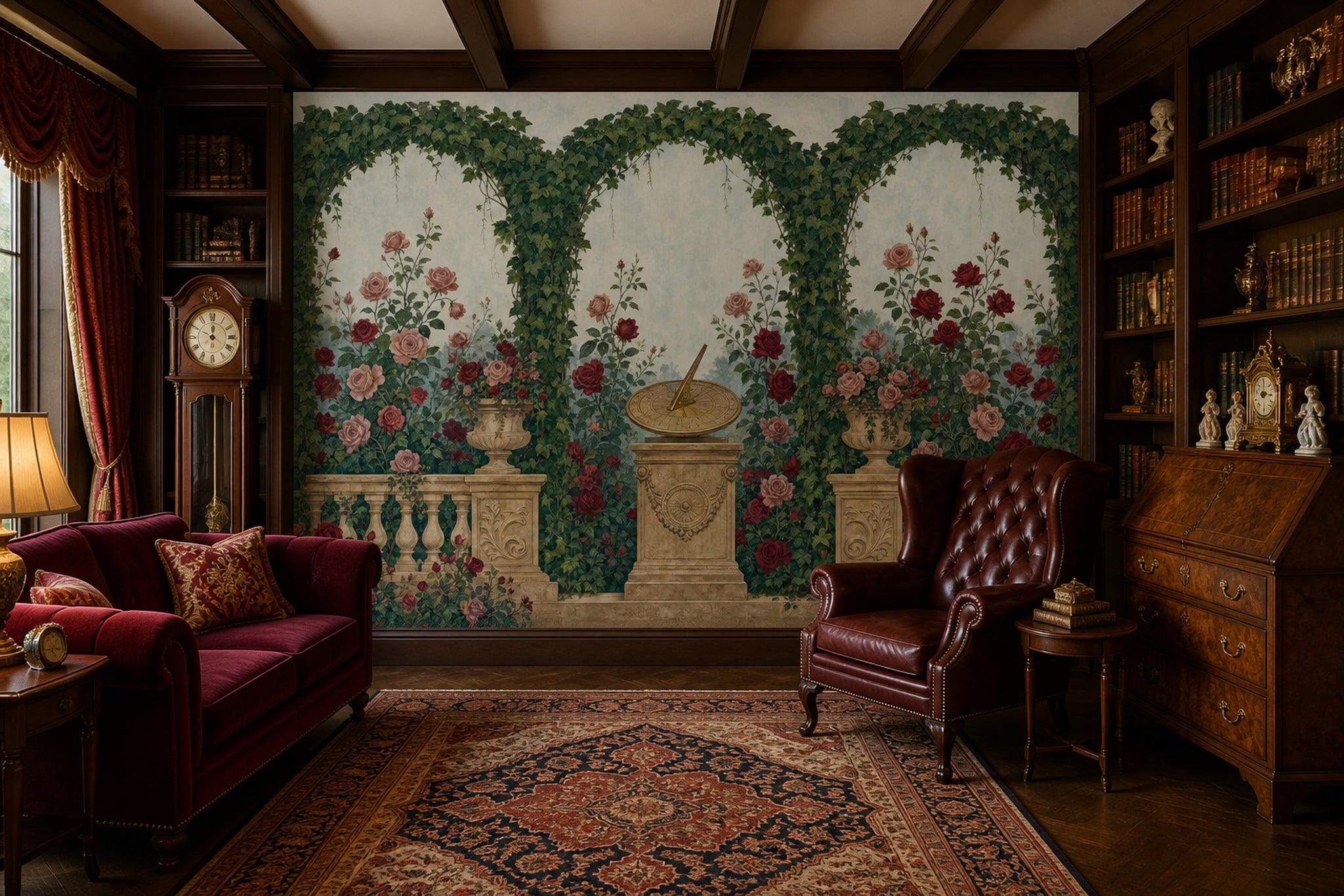 Rose Garden Wallpaper Ivy Arch Trellis Wall Mural