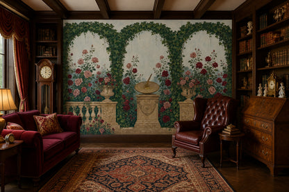 Rose Garden Wallpaper Ivy Arch Trellis Wall Mural