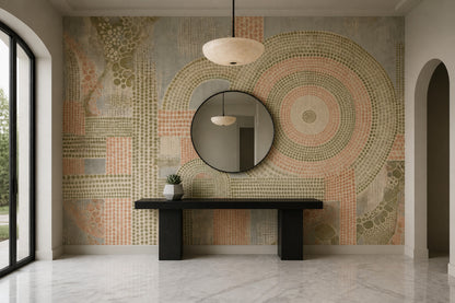 Abstract Geometric Wallpaper Concentric Dots Pattern Wall Mural