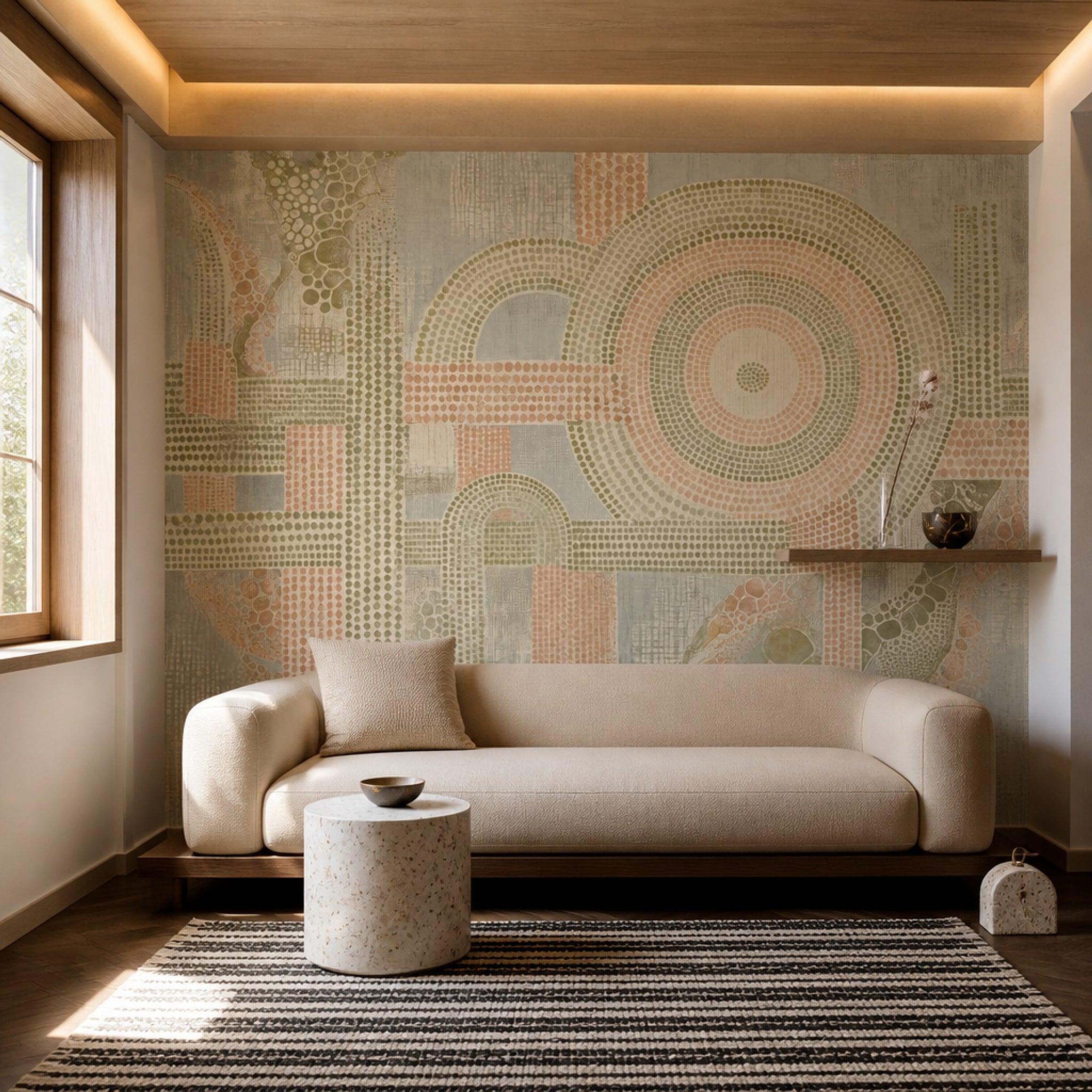 Abstract Geometric Wallpaper Concentric Dots Pattern Wall Mural