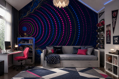 Abstract Dot Wave Wallpaper Navy Blue Wall Mural