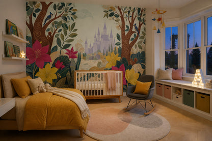 Fairytale Forest Wallpaper Castle Landscape Wall Mural