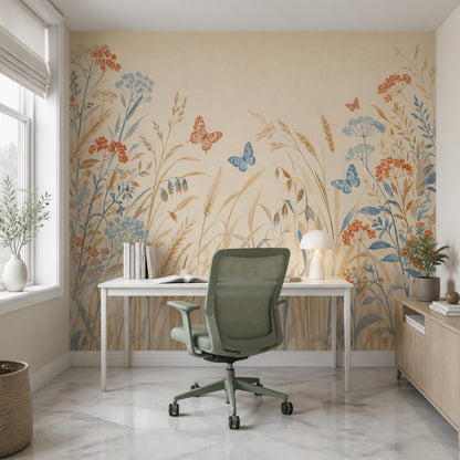 Wildflower Meadow Wallpaper Blue Botanicals Wall Mural