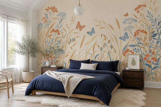 Wildflower Meadow Wallpaper Blue Botanicals Wall Mural