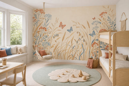 Wildflower Meadow Wallpaper Blue Botanicals Wall Mural