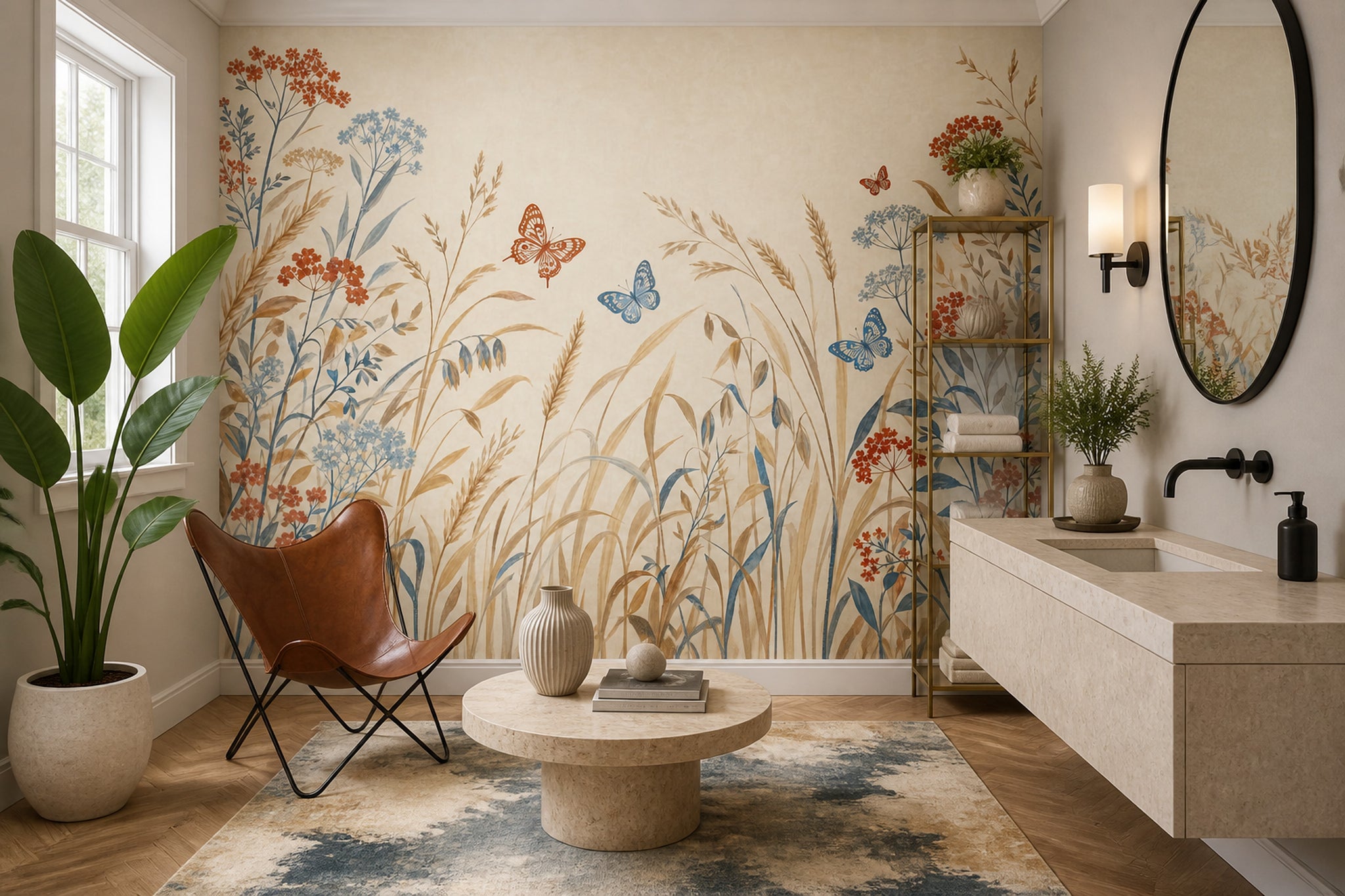 Wildflower Meadow Wallpaper Blue Botanicals Wall Mural