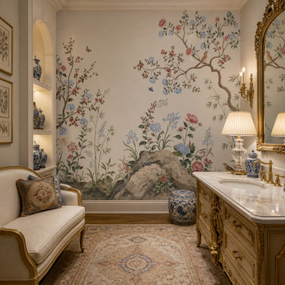 Botanical Bird Wallpaper Chinoiserie Branches Floral Wall Mural