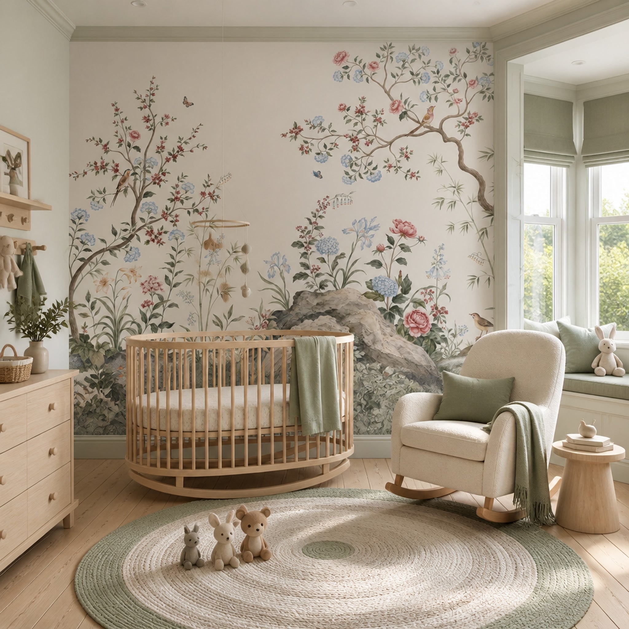 Botanical Bird Wallpaper Chinoiserie Branches Floral Wall Mural