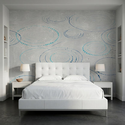 Abstract Circle Wallpaper Blue Dotted Rings Wall Mural