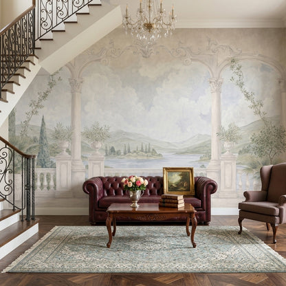 Classical Landscape Wallpaper Trompe L'Oeil Columns Wall Mural – Ready-to-Ship Outlet