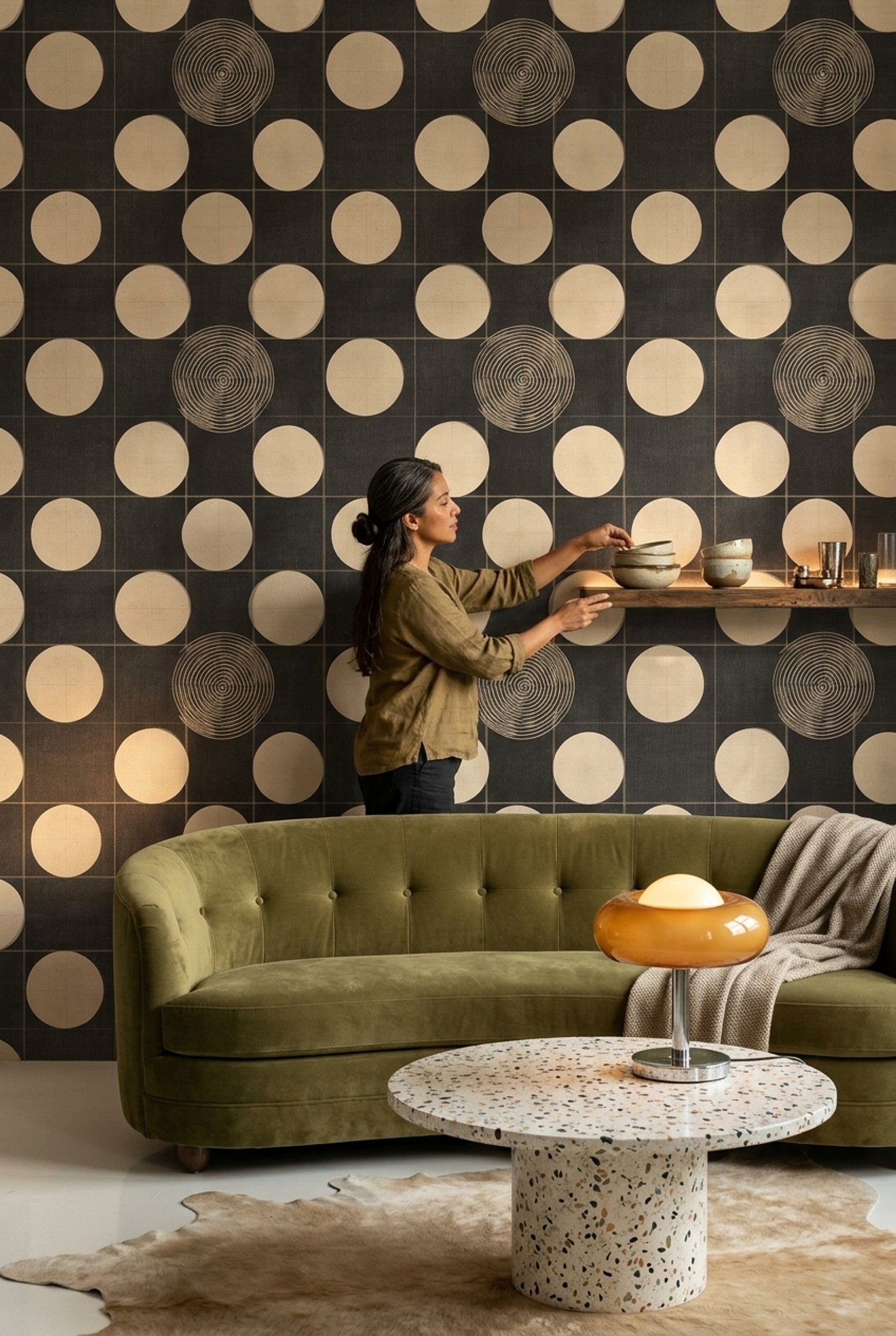 Mid Century Modern Wallpaper Retro Geometric Decorative Mural
