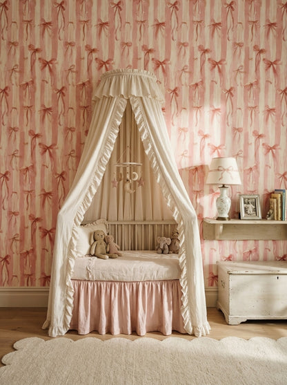 Pink Bows Wallpaper Ribbons Removable Watercolor Wall Double Roll