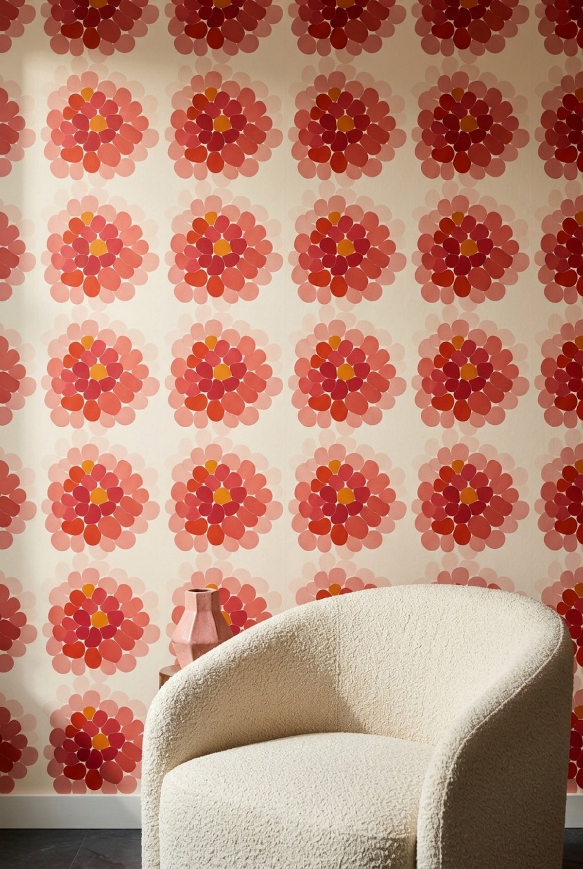 Abstract Floral Wallpaper Pink Petals Removable Coral Wall Double Roll