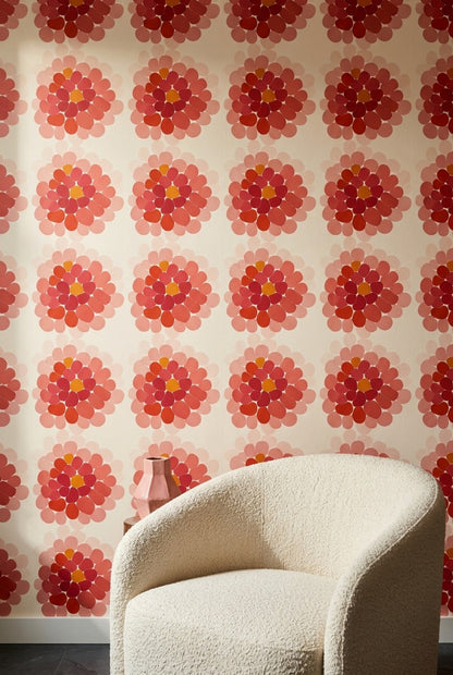Abstract Floral Wallpaper Pink Petals Removable Coral Wall Double Roll