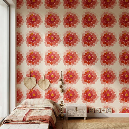 Abstract Floral Wallpaper Pink Petals Removable Coral Wall Double Roll