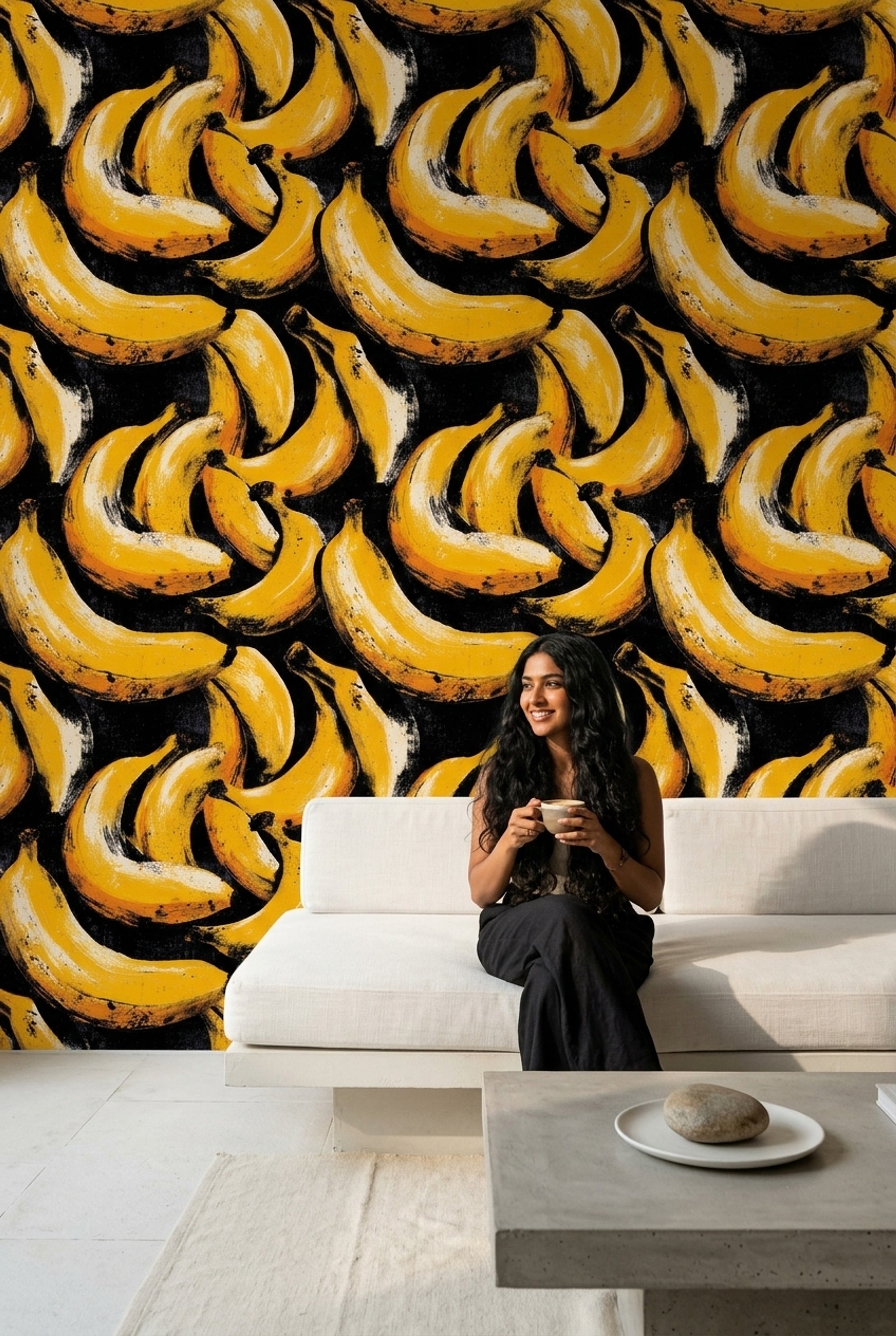 Bananas Wallpaper Tropical Removable Dark Background Wall Double Roll