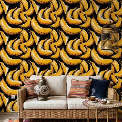 Bananas Wallpaper Tropical Removable Dark Background Wall Double Roll
