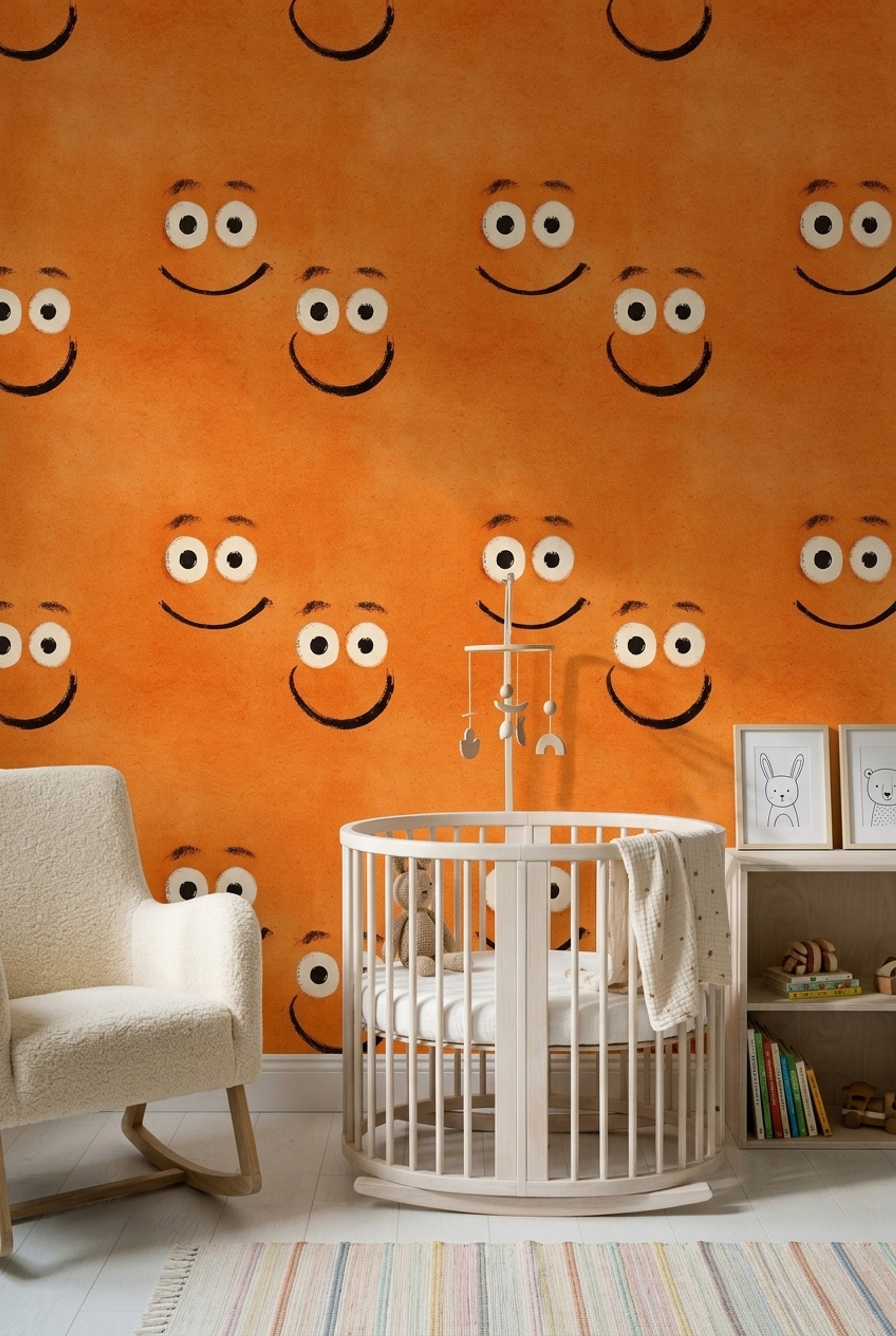 Smiley Face Wallpaper Cartoon Playful Decorative Mural