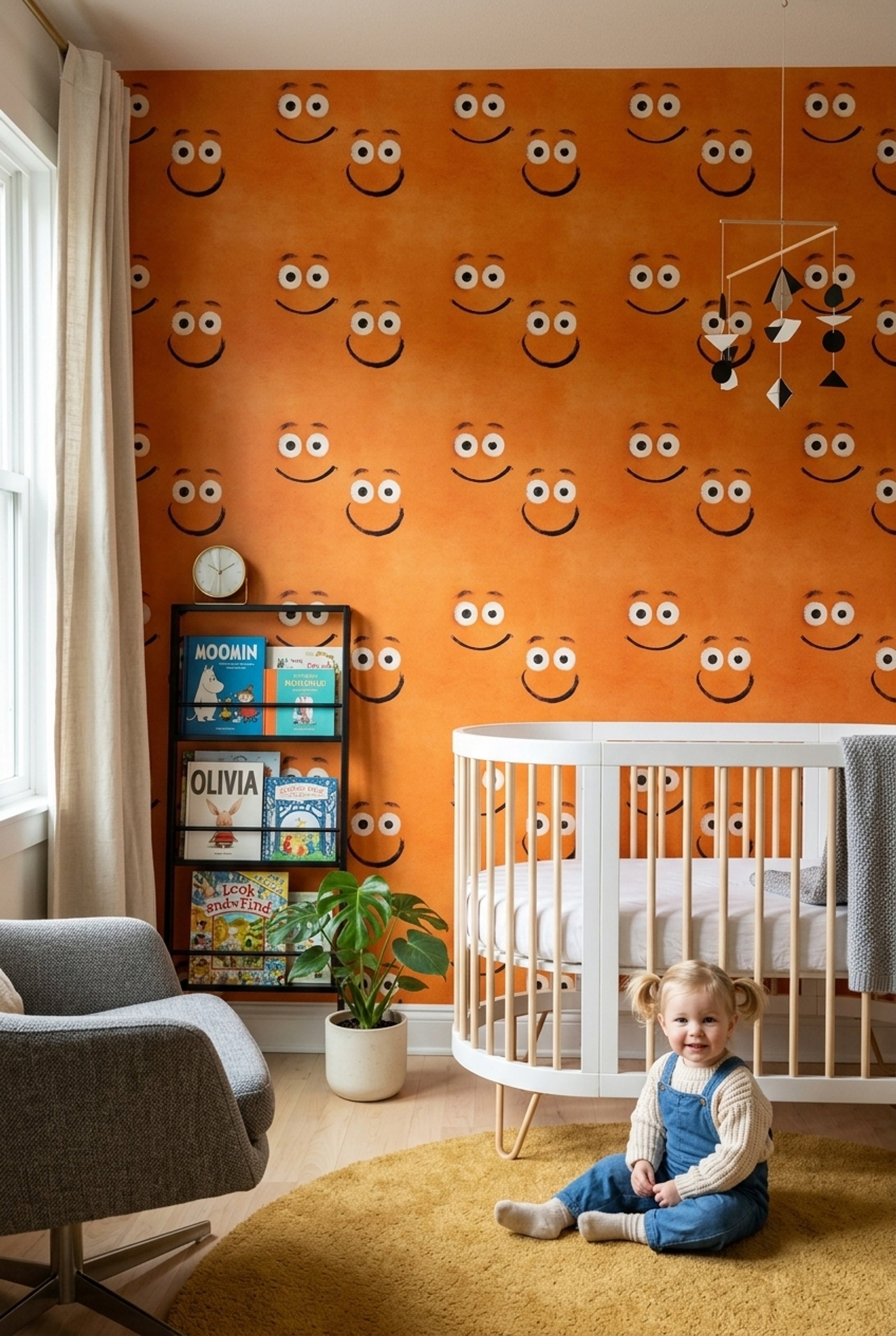 Smiley Face Wallpaper Cartoon Playful Decorative Mural