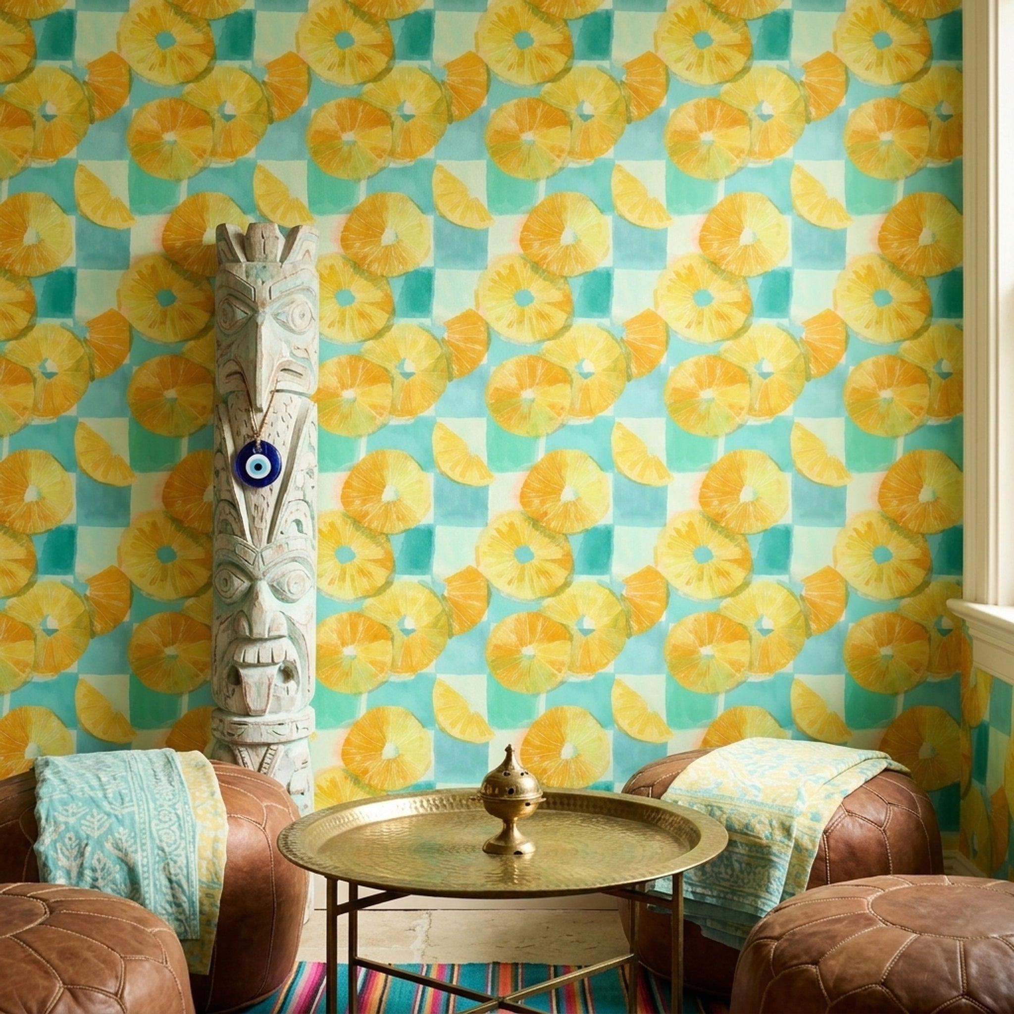 Pine Wallpaper Tropical Watercolor Removable Wall Decor