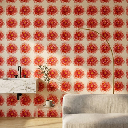 Abstract Floral Wallpaper Pink Petals Removable Coral Wall Double Roll