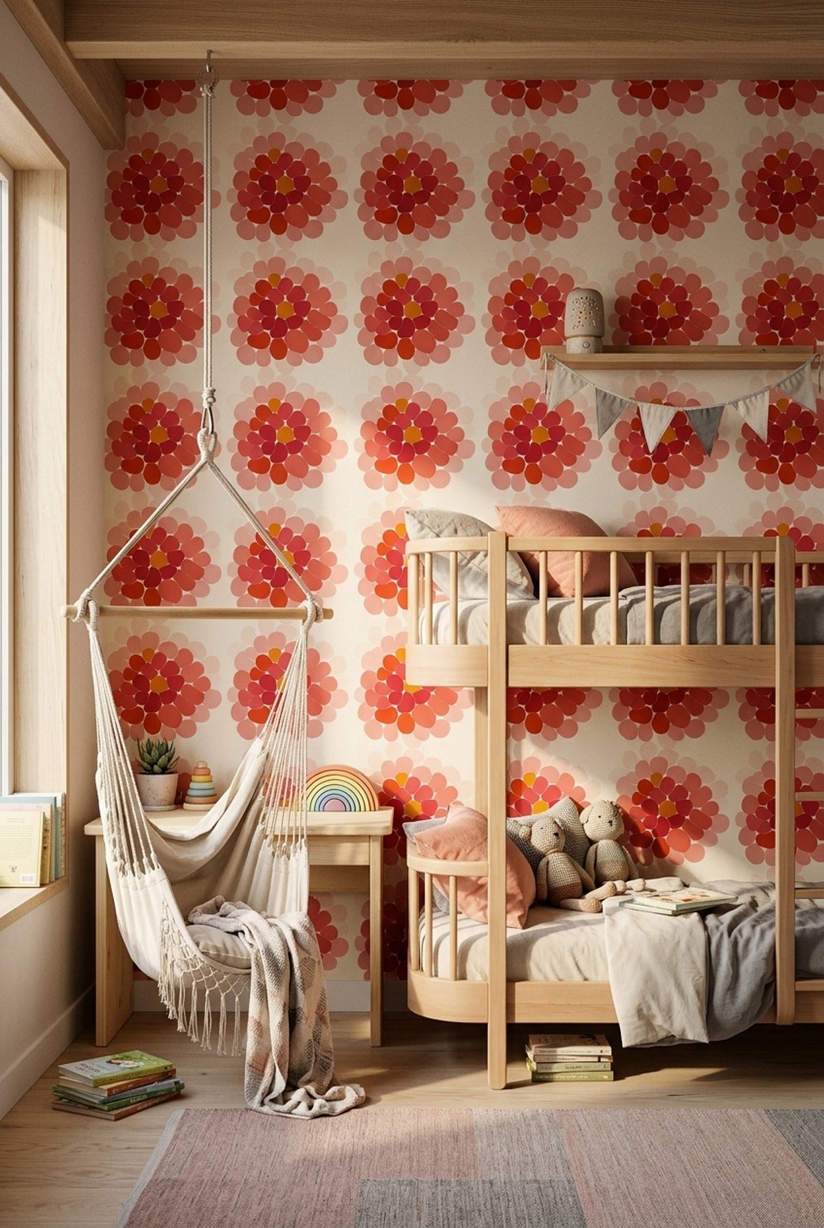 Abstract Floral Wallpaper Pink Petals Removable Coral Wall Double Roll