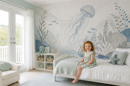 Jellyfish Wallpaper Underwater Ocean Removable Wall Decor