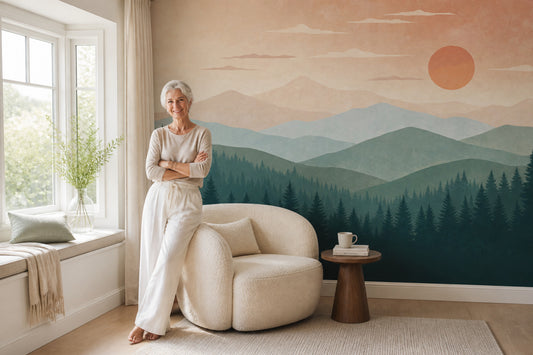 Paper Texture Wallpaper Mountain Sunset Wall Mural