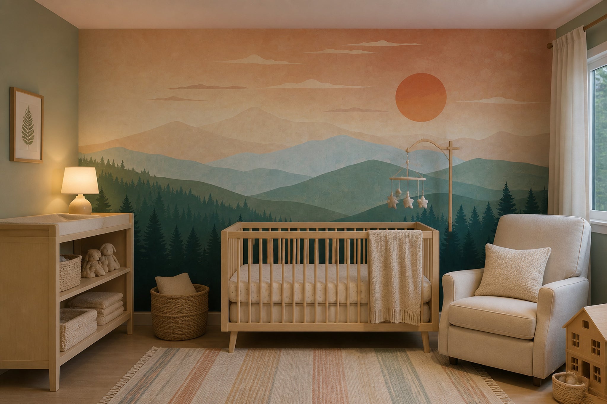 Paper Texture Wallpaper Mountain Sunset Wall Mural
