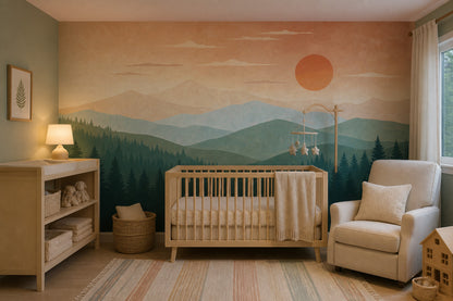 Paper Texture Wallpaper Mountain Sunset Wall Mural