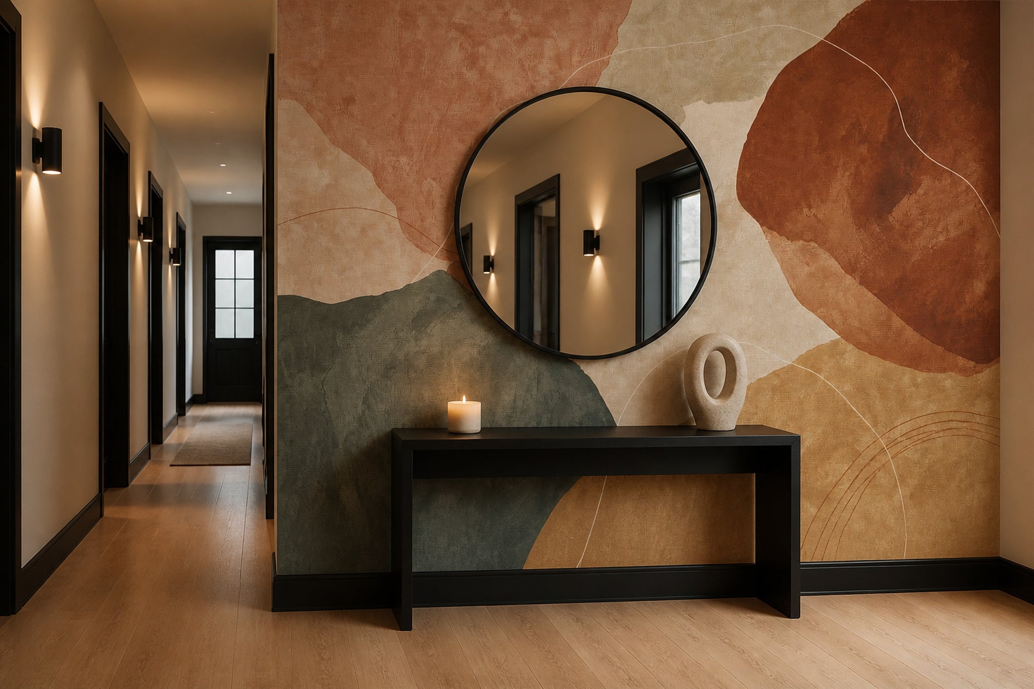 Terracotta Wallpaper Organic Shapes Removable Textured Wall Decor
