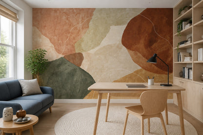 Terracotta Wallpaper Organic Shapes Removable Textured Wall Decor
