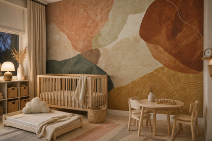 Terracotta Wallpaper Organic Shapes Removable Textured Wall Decor
