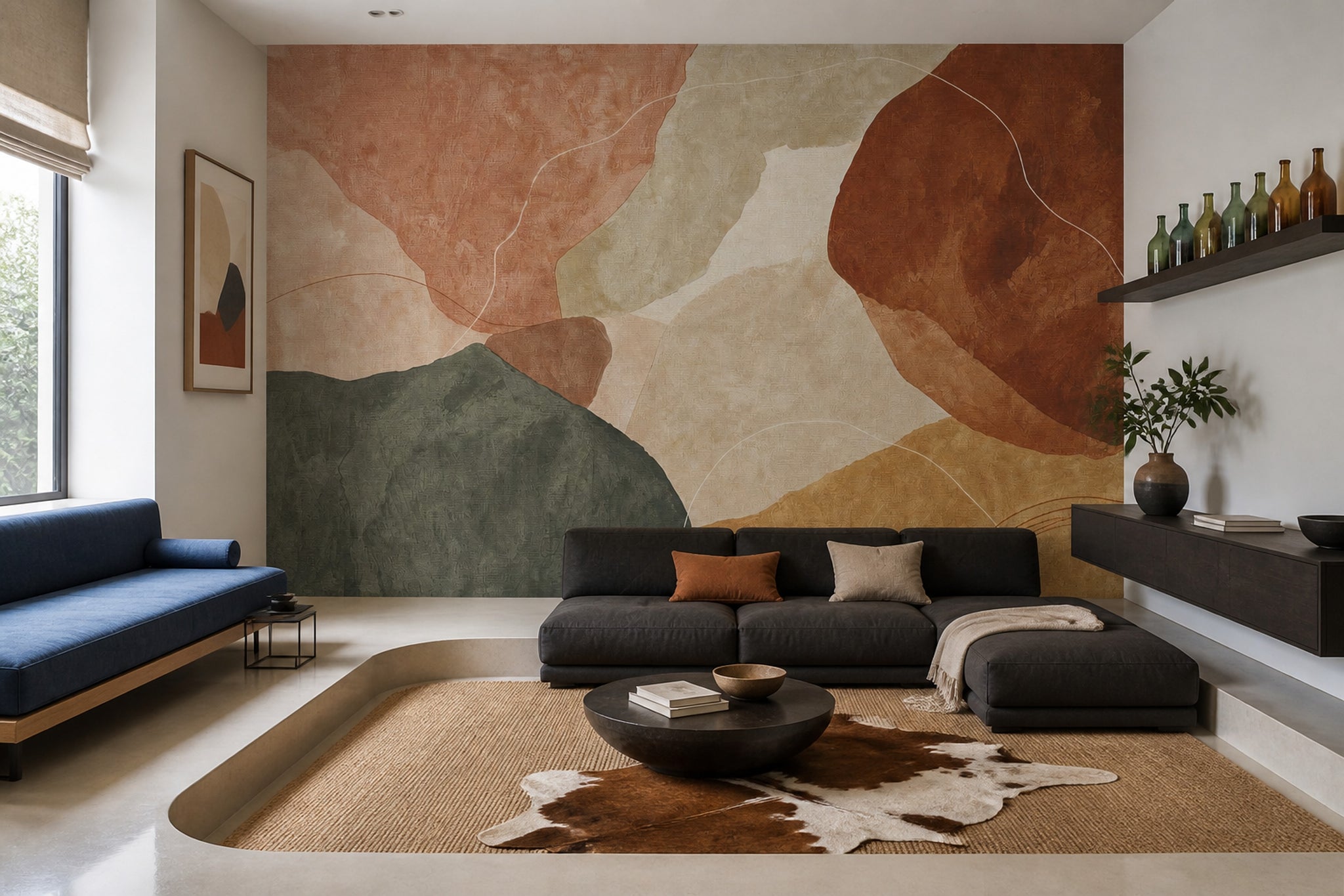 Terracotta Wallpaper Organic Shapes Removable Textured Wall Decor