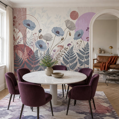 White Background Wallpaper Modern Botanical Watercolor Removable Wall Decor