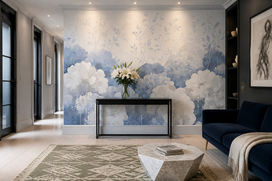 Blue Flowers Wallpaper Botanical Floral Wall Mural