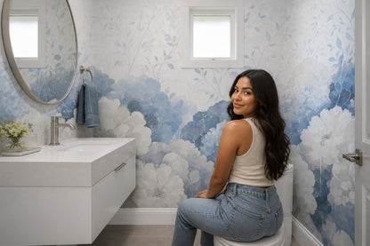 Blue Flowers Wallpaper Botanical Floral Wall Mural