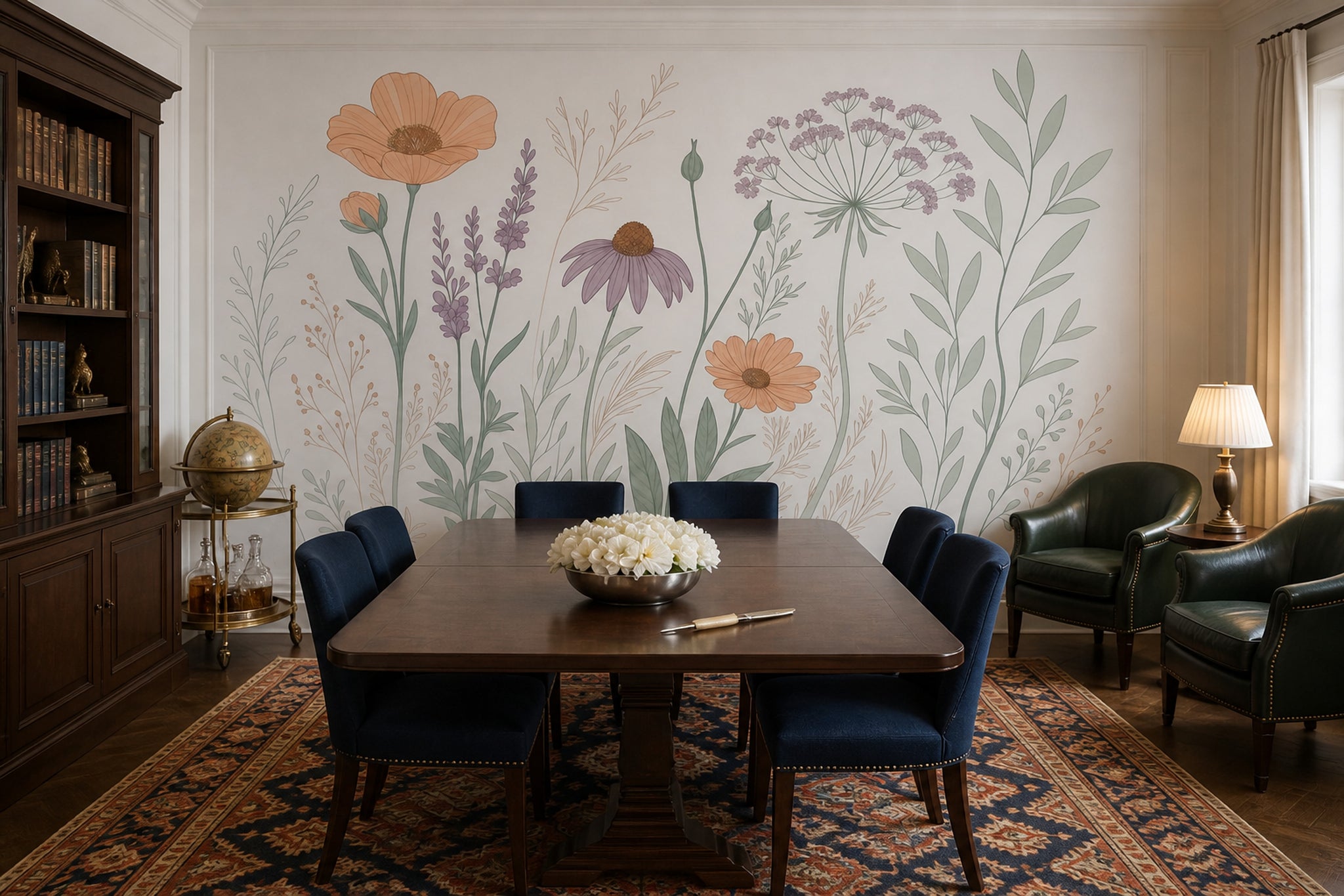 White Background Wallpaper Minimal Botanical Wall Mural