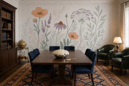 White Background Wallpaper Minimal Botanical Wall Mural