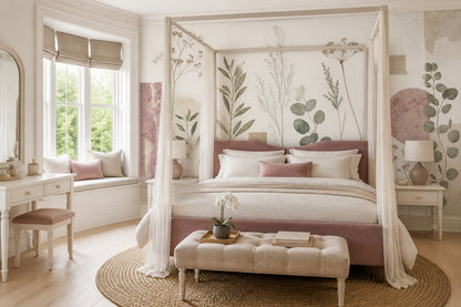 Pressed Flowers Wallpaper Botanical Eucalyptus Leaves Removable Wall Decor