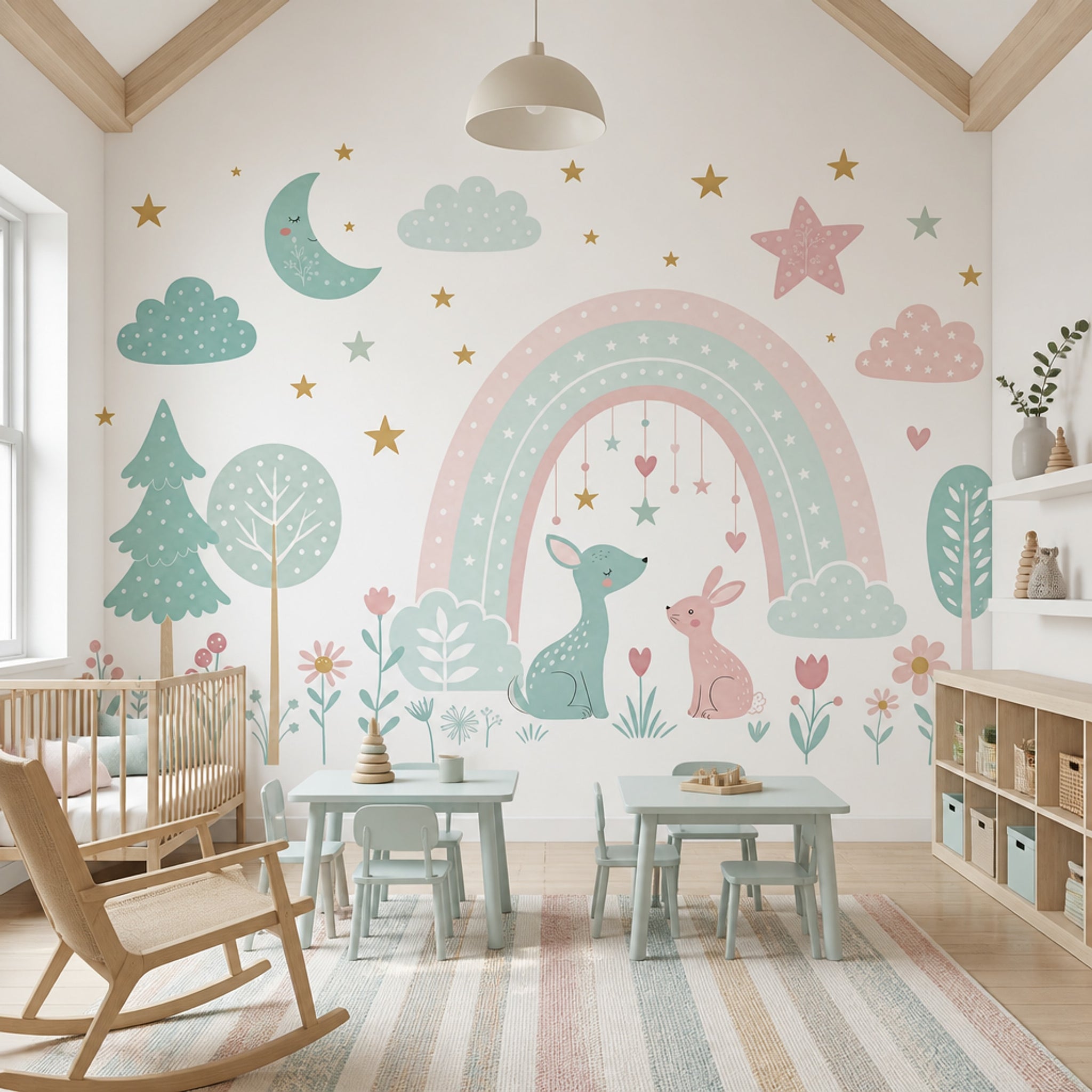 White Background Wallpaper Nursery Kids Room Wall Mural